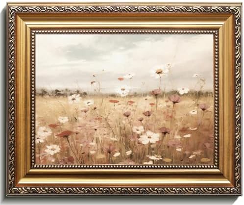 uniro Vintage Gold Framed Wall Art, Vintage Spring Floral Canvas Art Prints by uniro