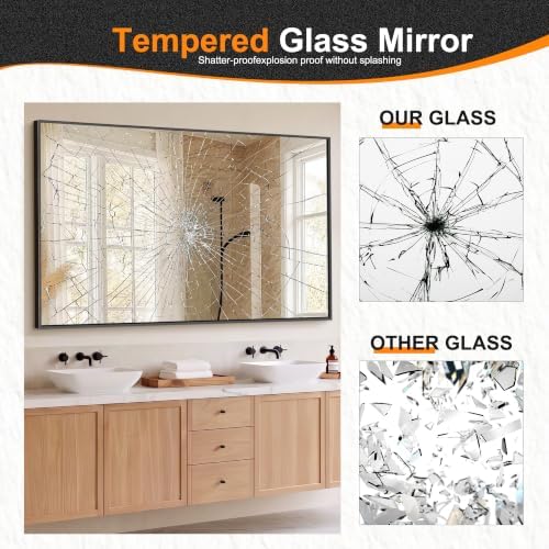 Delma Bathroom Vanity Mirror, 36x60 Black Metal Framed Mirror - Image 5