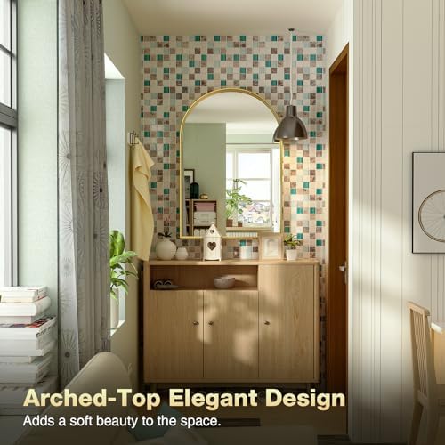 Brightify Arched Mirror, Arched Wall Mirror, 20 x 30 Inch Gold Arch Mirror - Image 5