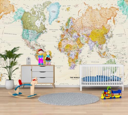 World map wall Mural Peel and Stick by TUNDJ