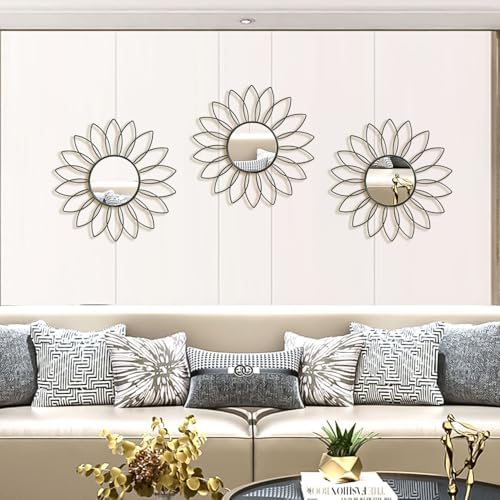 3 Pack Metal Mirror for Wall Cute Sunburst Wall Mirror Home Decor Wall Art - Image 6