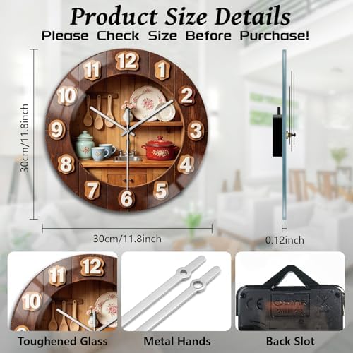 peacoblue 3D Kitchen Wall Clocks Battery Operated - Image 2