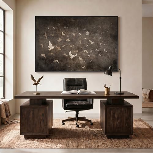Extra Large Framed Vintage Bird Abstract Wall Art - Image 4