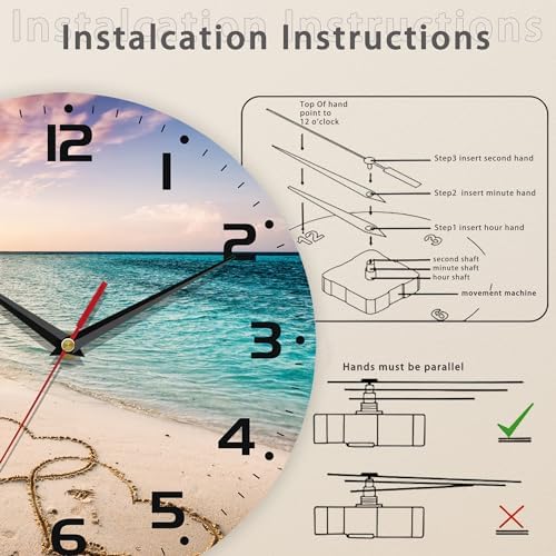 Two Hearts on a Sandy Beach Wall Clocks Vintage Wooden Battery Operated Sunset - Image 4