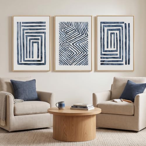 Large Framed Blue White Abstract Wall Art - Image 5