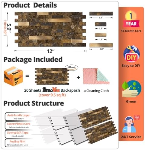 StyloVue 20 Sheets Peel and Stick Backsplash - Image 4