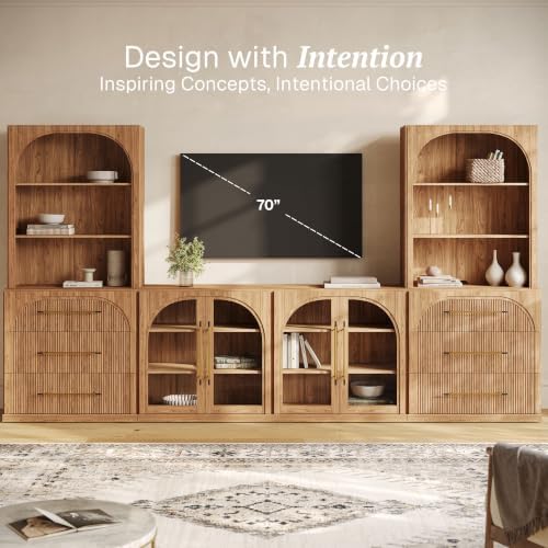 BELLEZE Jagger 130" Wall Unit 6-Piece Modular TV Stand - Image 3