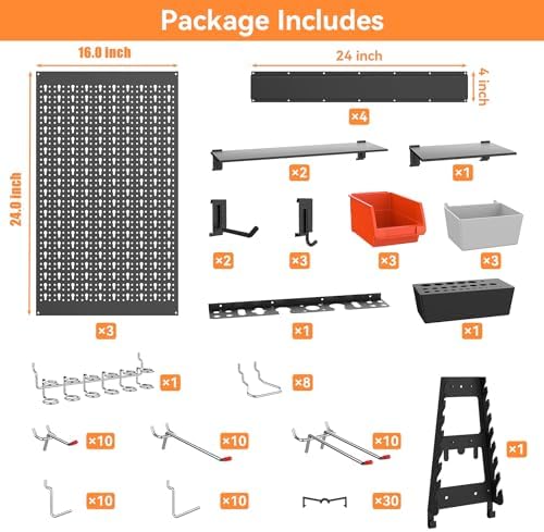 WALMANN 113 PCS Pegboard Wall Organizer Kit - Image 6