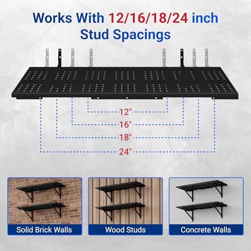 FLEXIMOUNTS 2-Pack 1x6ft Garage Shelving Perforated Wall Shelf - Image 5