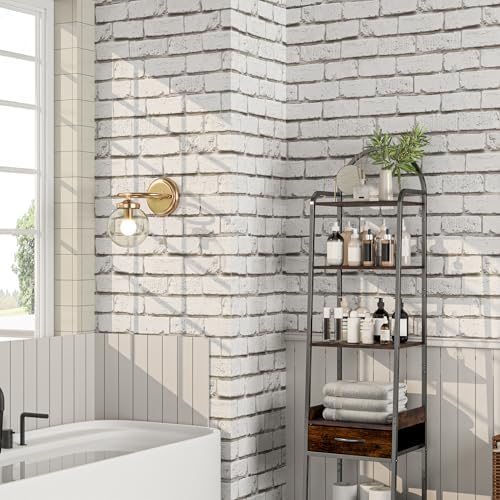 Tomete White Brick Peel and Stick Wallpaper Gray Removable 17.3”×393” - Image 3
