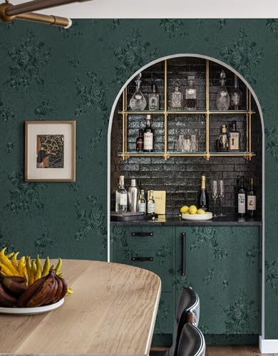 Erfoni 118"x17.7" Vintage Green Wallpaper Floral Embossed Contact Paper - Image 6