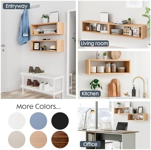 Kaboon 24in Floating Cube Shelves Set of 2, Display Shelves Wall Mount - Image 5