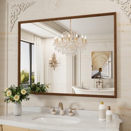 WEER Walnut Bathroom Vanity Mirror 48X36 Inch by WEER