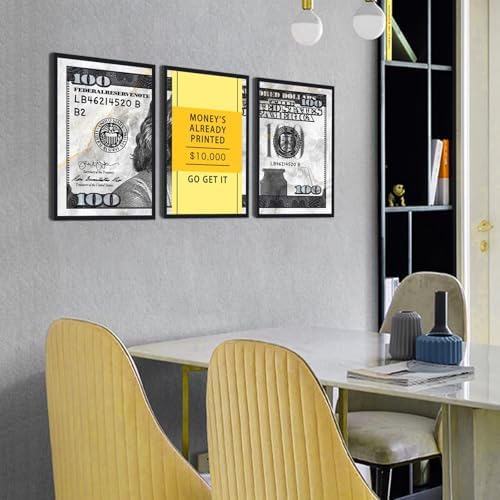 Black Framed Canvas Wall Art Benjamin Franklin 100 Dollar Money's Already - Image 2