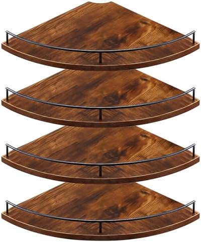Corner Shelves Wall Mount Set of 4 Rustic Wood Corner Floating Shelves Wall by Unknown