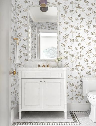 Hopepak Floral Peel and Stick Wallpaper Beige Contact Paper - Image 3
