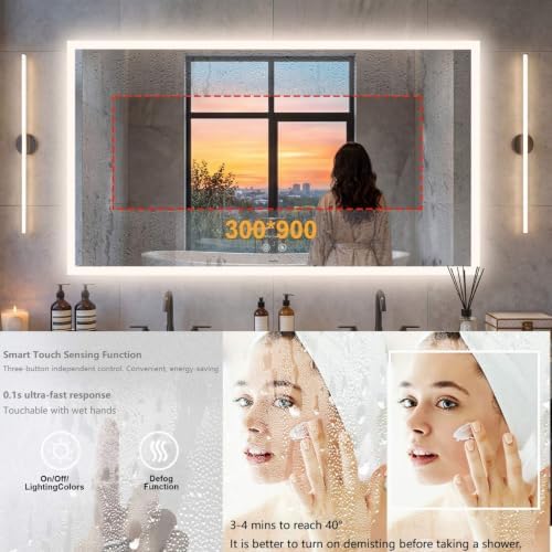 LUVODI Bathroom LED Mirror Backlit: Rectangular Vanity Mirror 48x28 inches - Image 5
