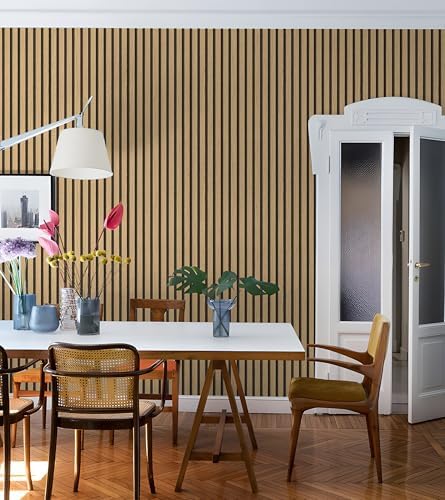 myforHD Wallpaper Peel and Stick Wood Grating Stripe Self-Adhesive Wallpaper - Image 4