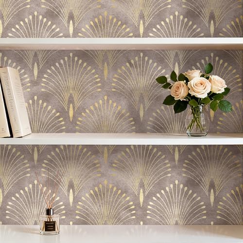 Art Deco Peel and Stick Wallpaper Peacock Feather Geometric Vintage Elegant - Image 5