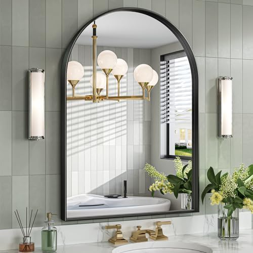 Brightify Arched Mirror, 28 x 40 Inch Black Arch Wall Mirror by Brightify