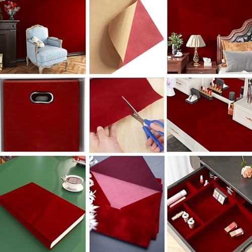 Livelynine 15.8x394 Red Velvet Peel and Stick Wallpaper Burgundy Velvet Contact - Image 4