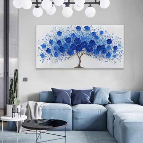 I@U Navy Blue Floral Canvas Tree Of Life Wall Art - Image 4