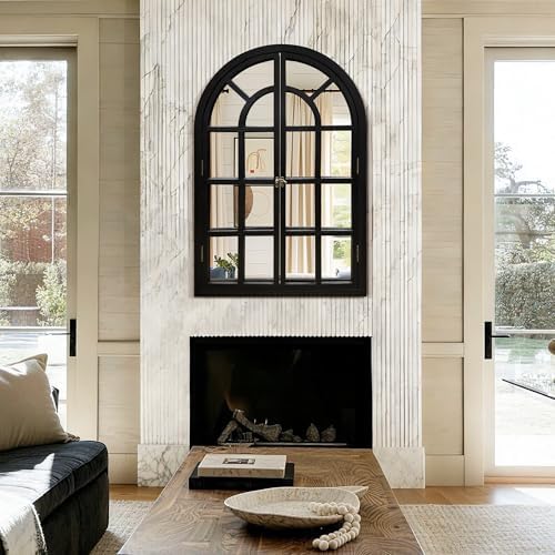 Arched Wall Mirror with Windowpane - Image 4