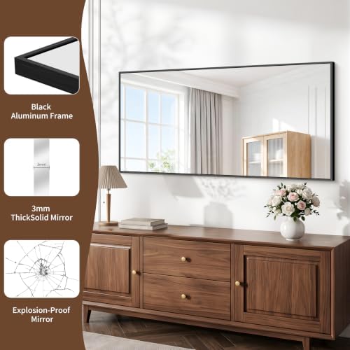 DESBING Black Bathroom Mirror for Wall, 24x48 Inch Rectangle Mirrors - Image 3