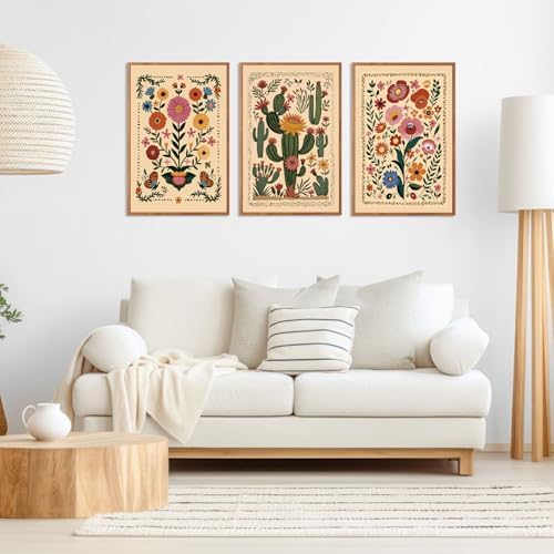 HLNIUC Vintage Flower Wall Art Canvas, Desert Plant Wall Art, Flower Butterfly - Image 4