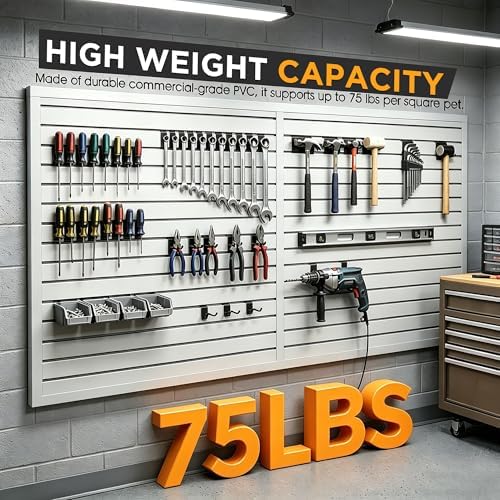 4'x8' Slatwall Panel Garage Storage System, PVC Slat Wall Paneling, Heavy Duty - Image 4