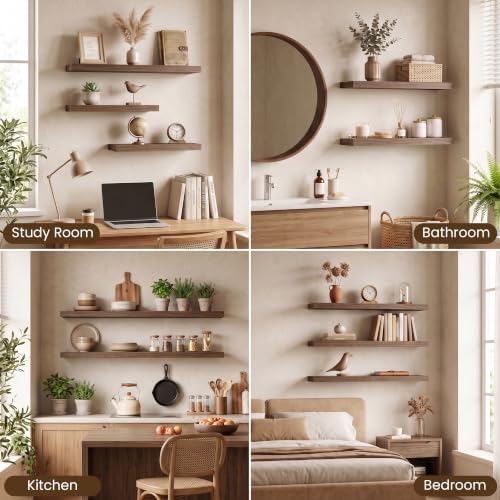 Acovy 48x8in Floating Shelves 2 Pack, Wall Mount Display Shelf - Image 6