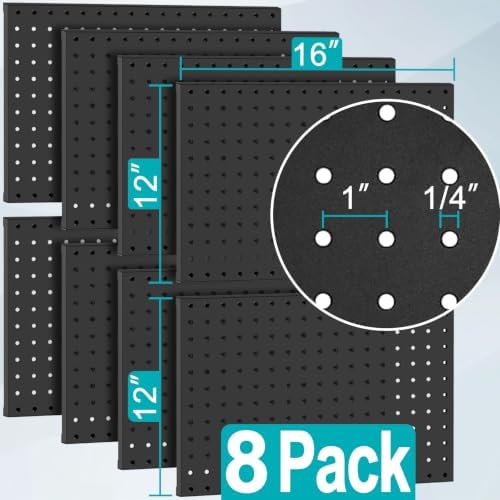 PBHEPJ Peg Board, 8 Pack Metal Pegboard Panels and 63 Pcs Hooks and Baskets - Image 3