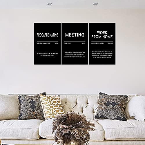 3 Piece Inspirational Canvas Wall Art, Quotes "Procaffeinating - Image 3