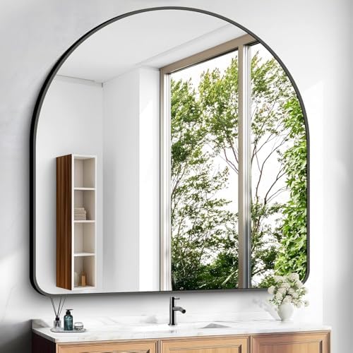 Arched Bathroom Mirror, Wall Mounted Mirror, Vanity Wall Mirror Metal Frame by GLASHOM