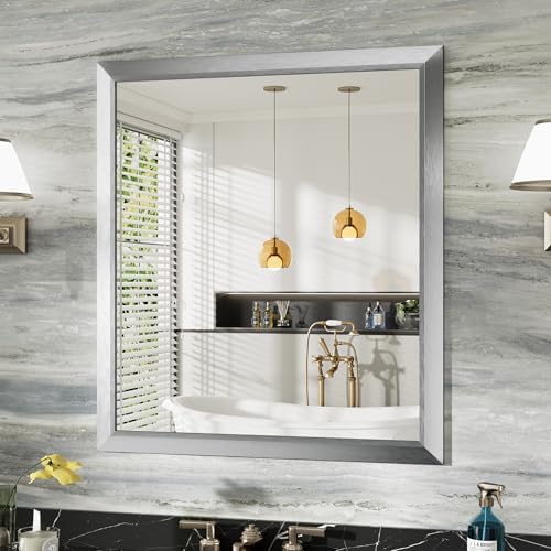 Briivue Bathroom Wall Mirror, 36x32 Inch by Briivuemodernmirrors