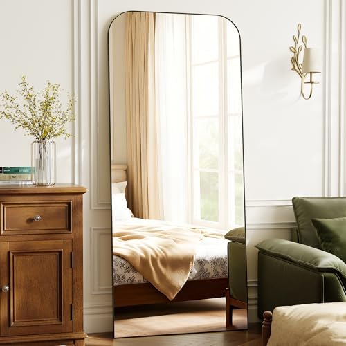 Arched Floor Standing Mirror 65"x24"Black - Image 2