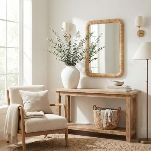 Barnyard Designs Rattan Wall Mirror Natural Honey - Image 3