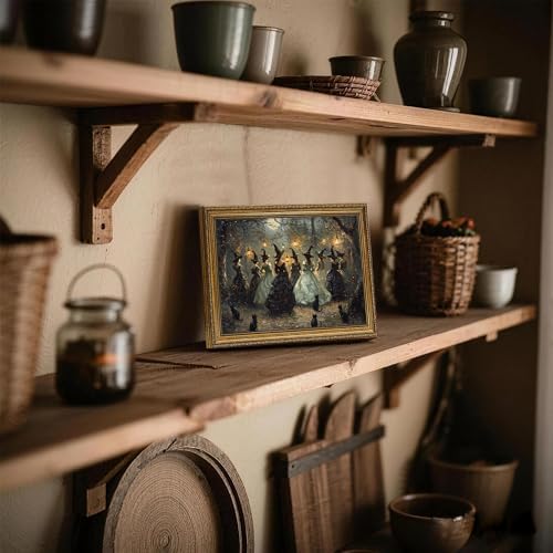 Halloween Vintage Witch in Forest Canvas Wall Art - Image 5