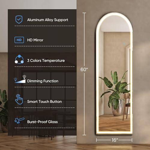 DUMOS Arched LED Mirror Full Length Standing - Image 2