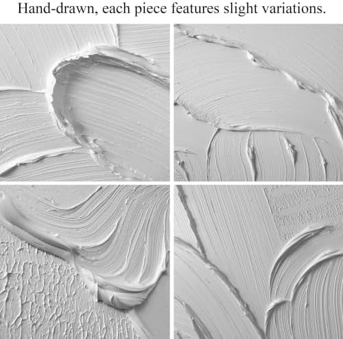 White Abstract Canvas Wall Art Extra Large Hand Painted Oil Painting - Image 4