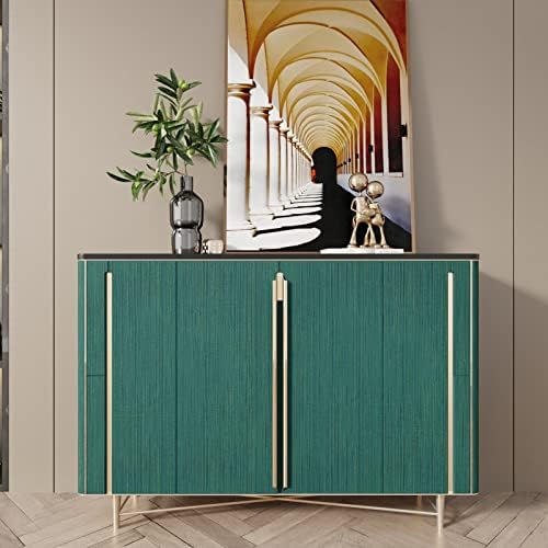 CRE8TIVE Teal Green Grasscloth Peel and Stick Wallpaper - Image 3