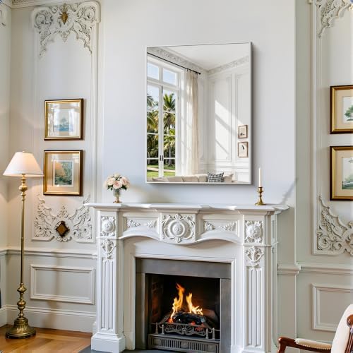 YIROMAN Bathroom Mirror 30"x40", Brushed Silver Bathroom Mirror - Image 3