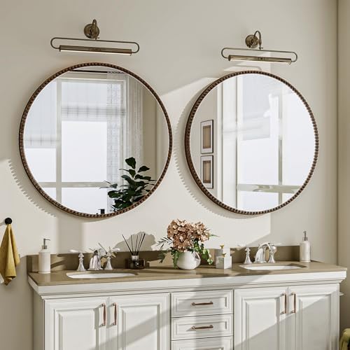 Vintage Round Mirror, 28 Inch Circle Wall Mounted - Image 2