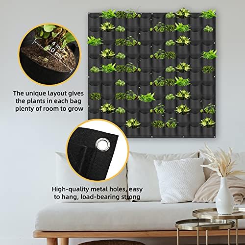 Hanging Planting Grow Bags, 90 Pockets Wall Planter Wall Mounted Grow Bag - Image 4