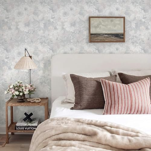 Heroad Floral Peel and Stick Wallpaper Vintage Grey/Pink Contact Paper - Image 6
