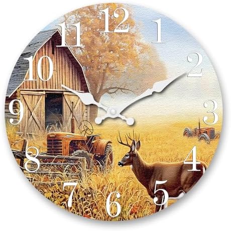 XNM Rustic Wooden Decorative Wall Clocks Battery Operated 16 Inch by XNMwallclock
