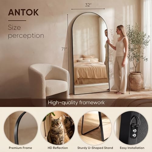 Antok 71" x32” Arched Full Length Mirror, Floor Mirror - Image 3