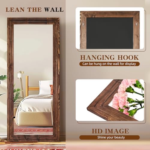 76x34in Full Length Mirror, 3-Tier Stepped Solid Wood Frame - Image 3