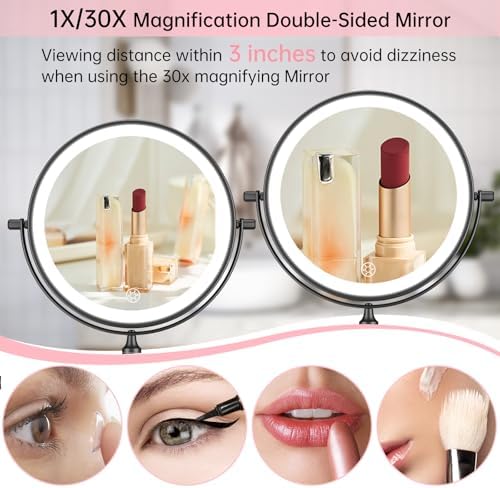 FUNTOUCH 5000mAh Rechargeable Wall Mounted Lighted Makeup Mirror 1X30X - Image 3