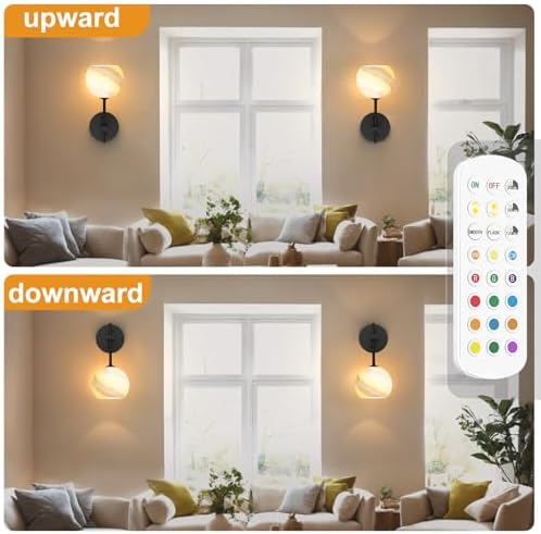 MOITA Wall Sconces Set of Two, Wireless Battery Operated Wall Decor - Image 2